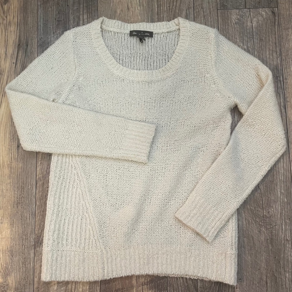 Tommy Bahama Cream‎ Knit Sweater Women S P Long Sleeve Scoop Neck Textured